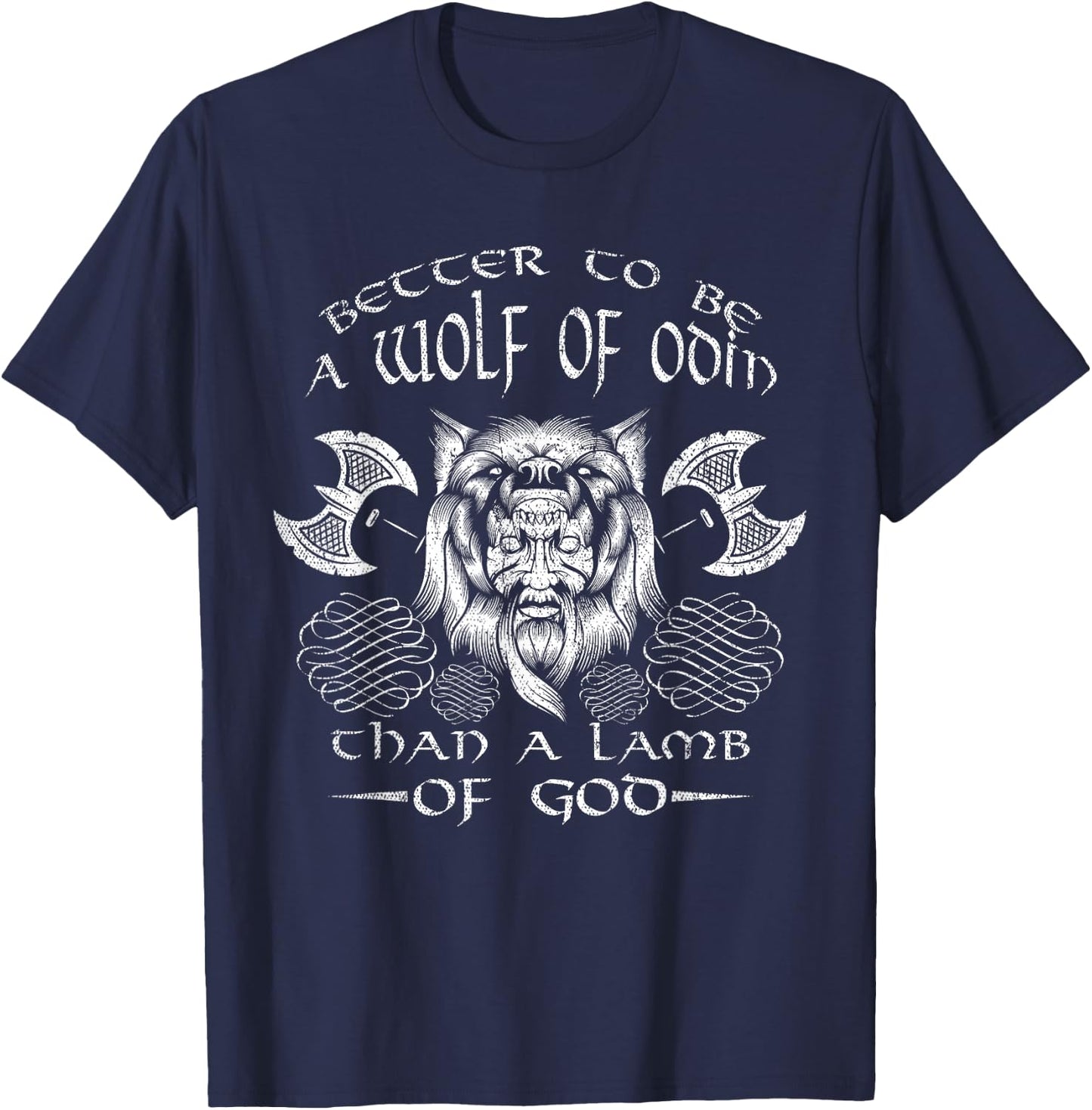 Lieber ein Wolf Odins als ein Lamb Gottes Valhalla Viking T-Shirt - T-Shirt | Navy