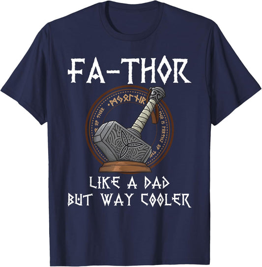 Fathor Dad Father Father's Day Gift - Men's Black Classic Fit Short Sleeve - Size Small T-Shirt - T-Shirt | Navy
