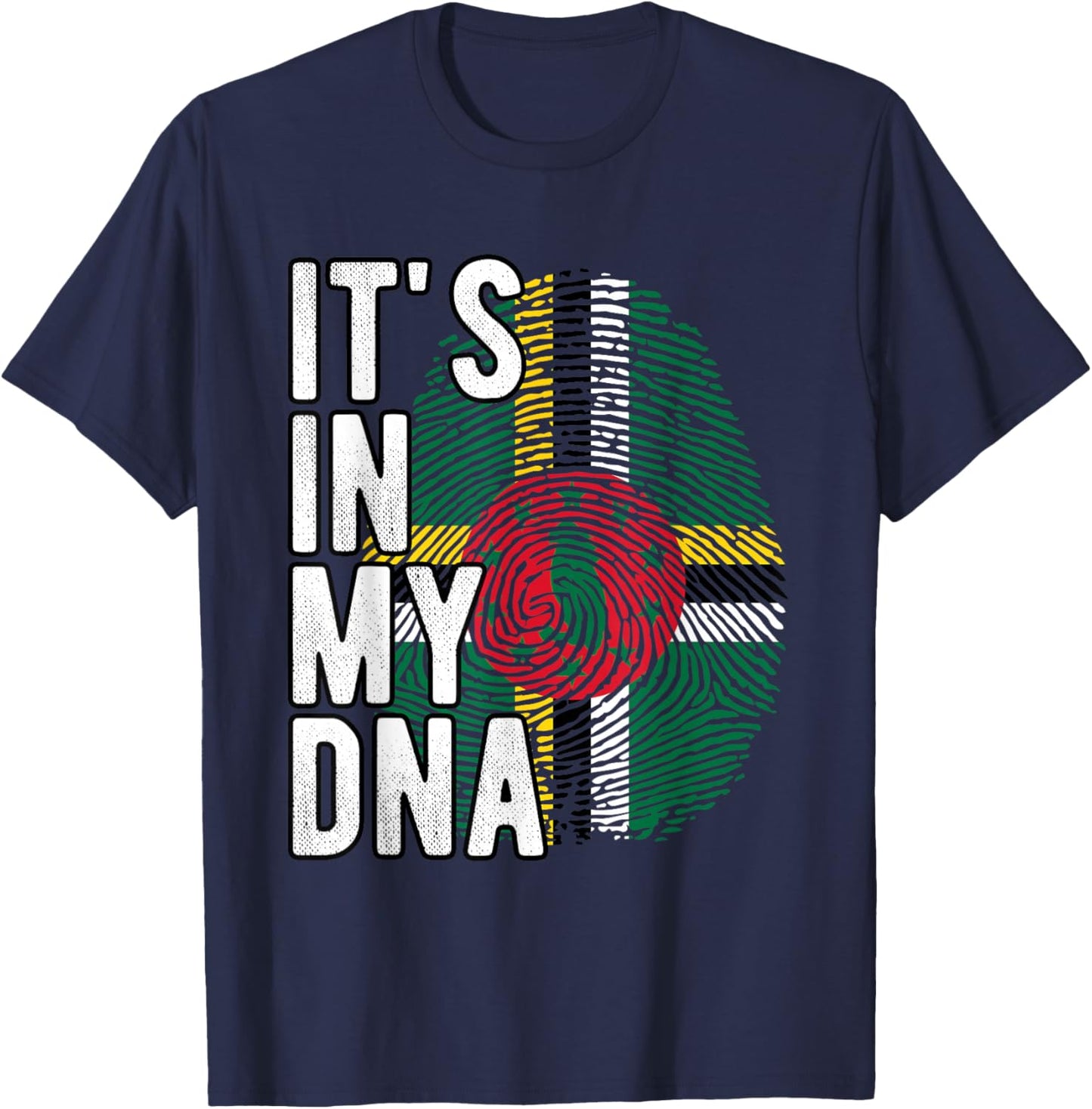 Funny it's in my DNA Dominica flag Fingerprint T-Shirt - T-Shirt | Navy