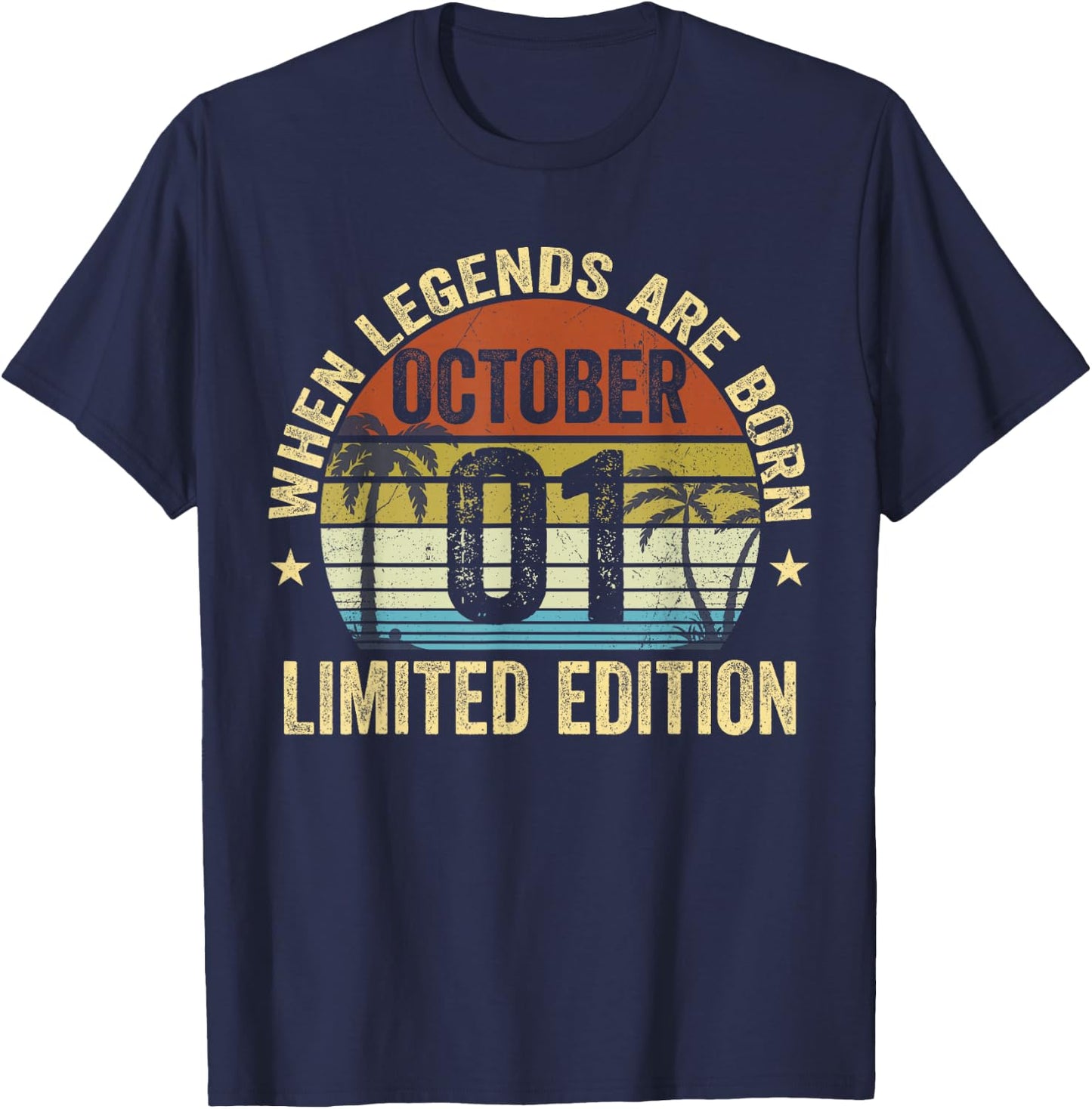 Vintage October 1 Retro Limited Edition October 1 Birthday T-Shirt - T-Shirt | Navy