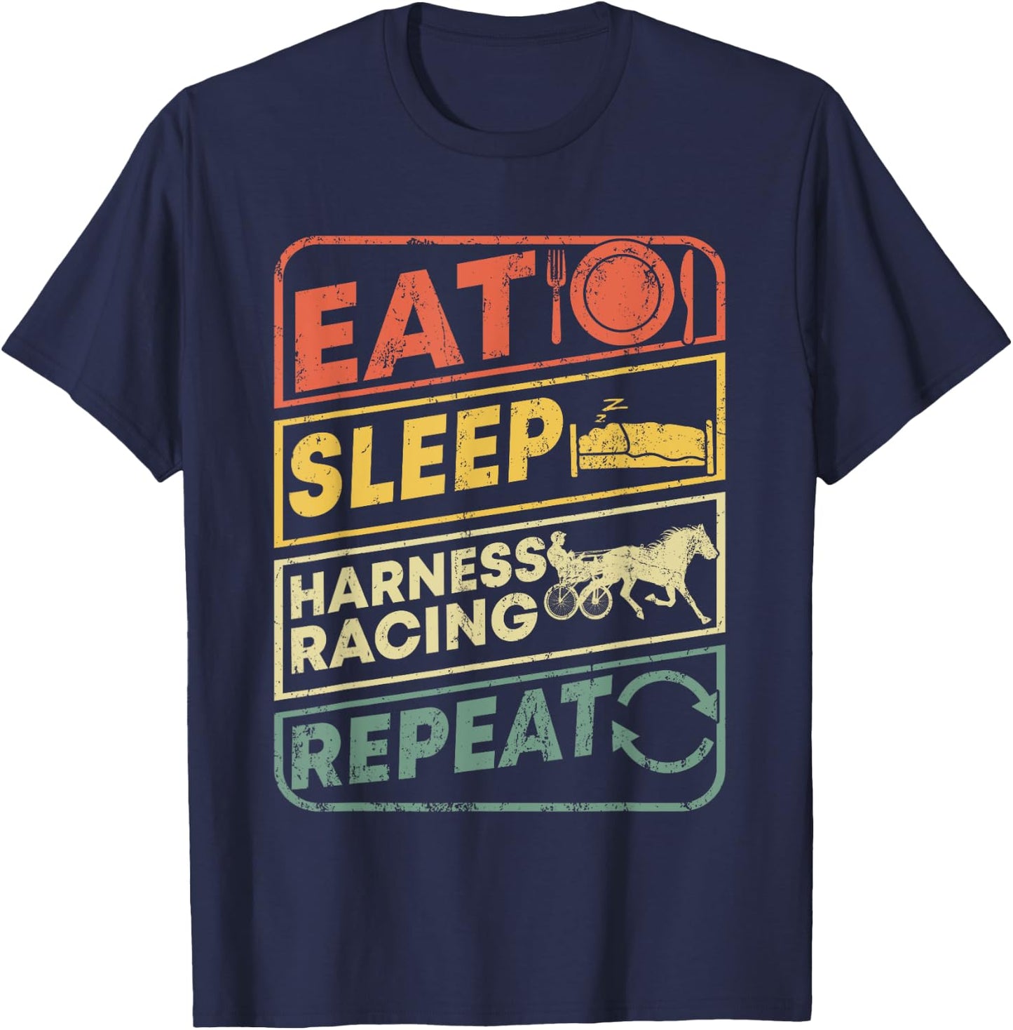 Horse rider Harness Racing apparel retro vintage Equitation T-Shirt - T-Shirt | Navy