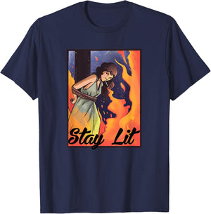 Burning Witch Smoking - Stay Lit T-Shirt - T-Shirt | Navy