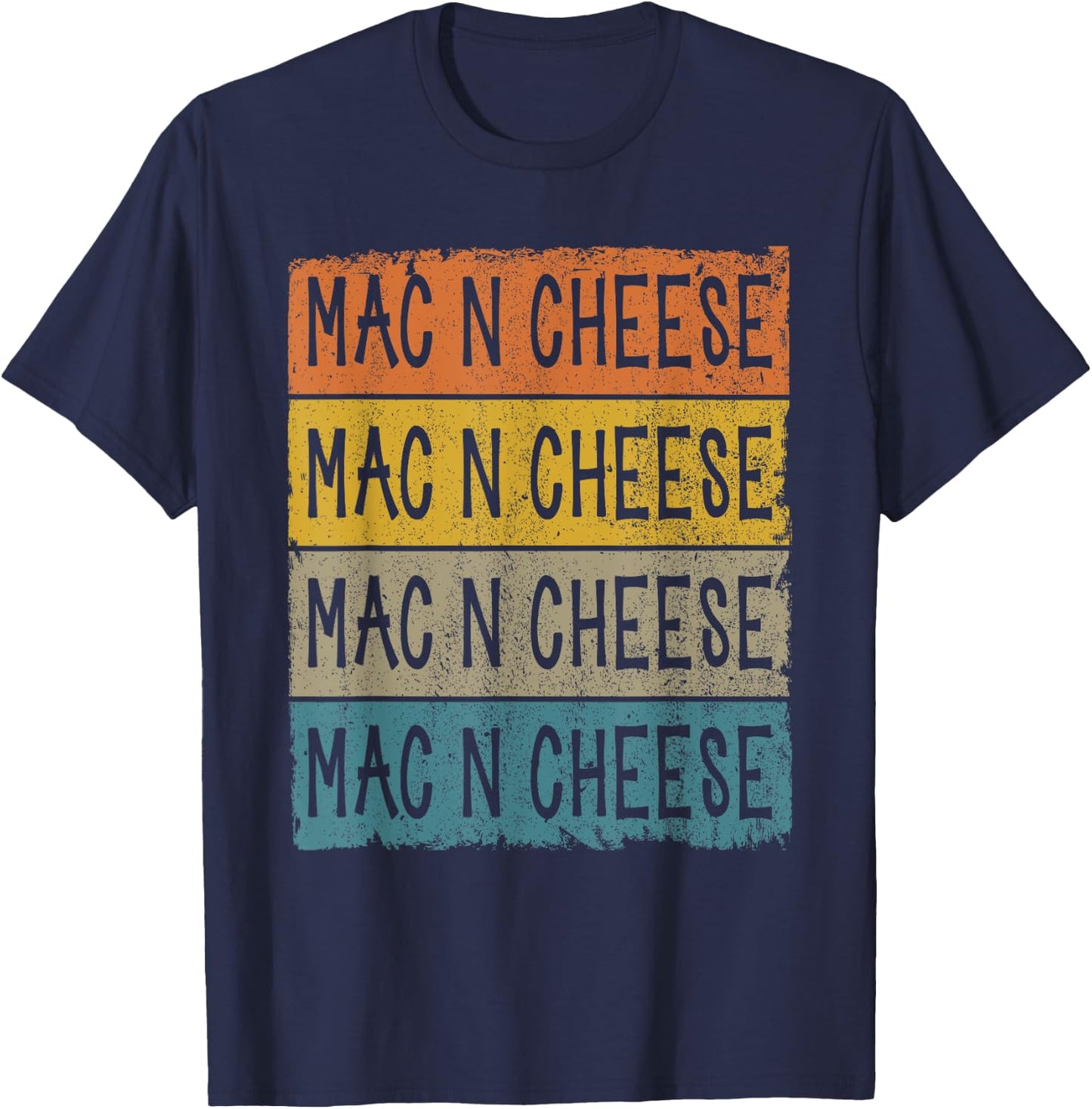 Retro Mac N Cheese Foodie Lover Macaroni And Cheese T-Shirt - T-Shirt | Navy