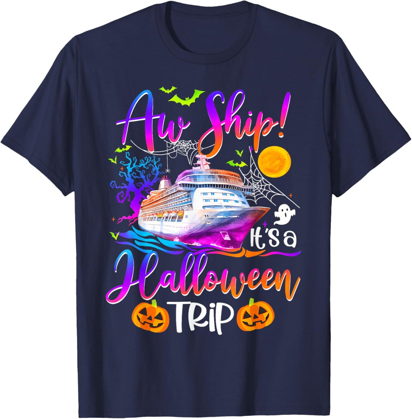 Family Halloween Cruise 2024 Pumpkin Boo Trip Matching T-Shirt - T-Shirt | Navy
