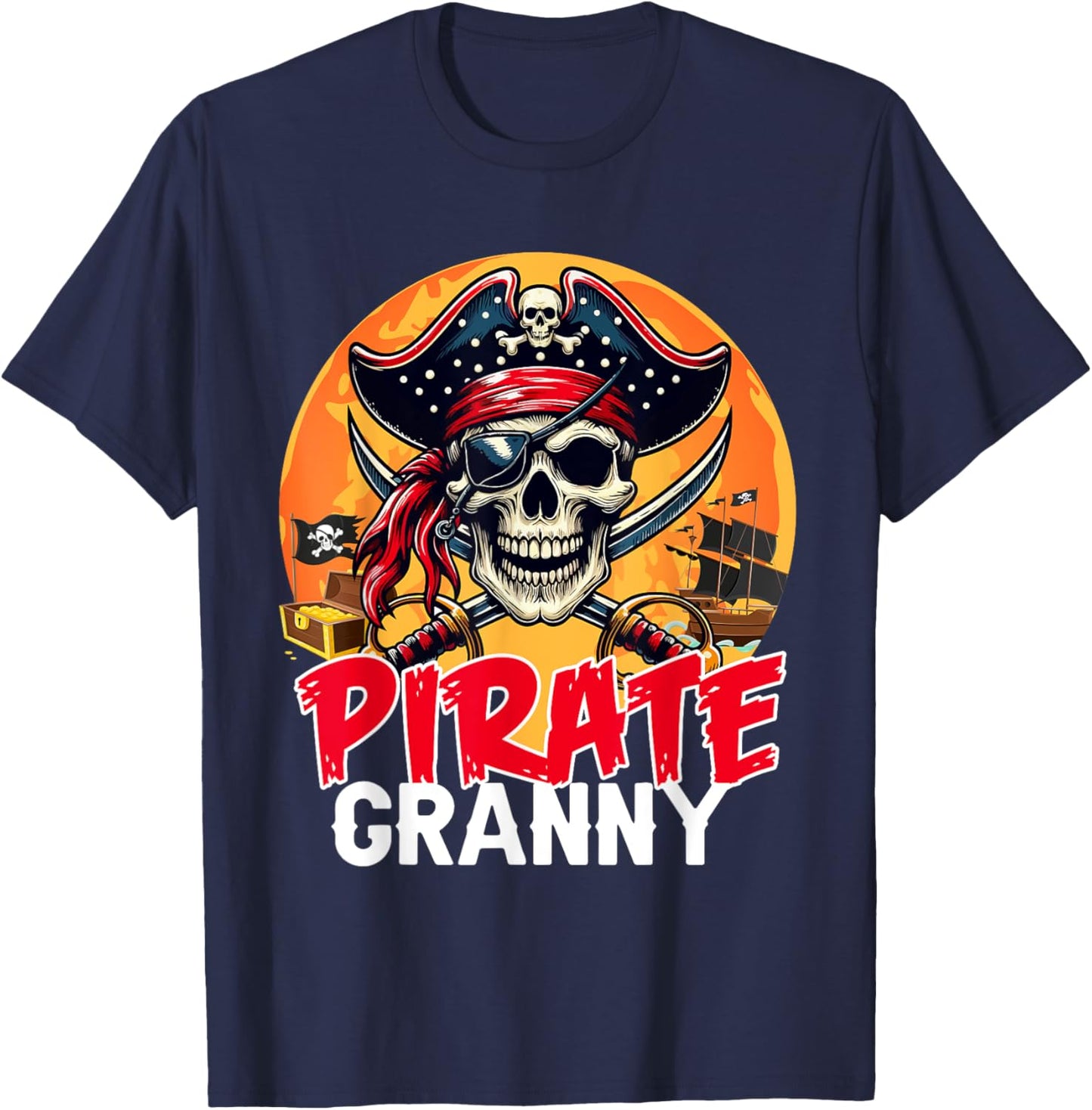 Pirate Granny Halloween Horror Pirate Skull Costume Family T-Shirt - T-Shirt | Navy