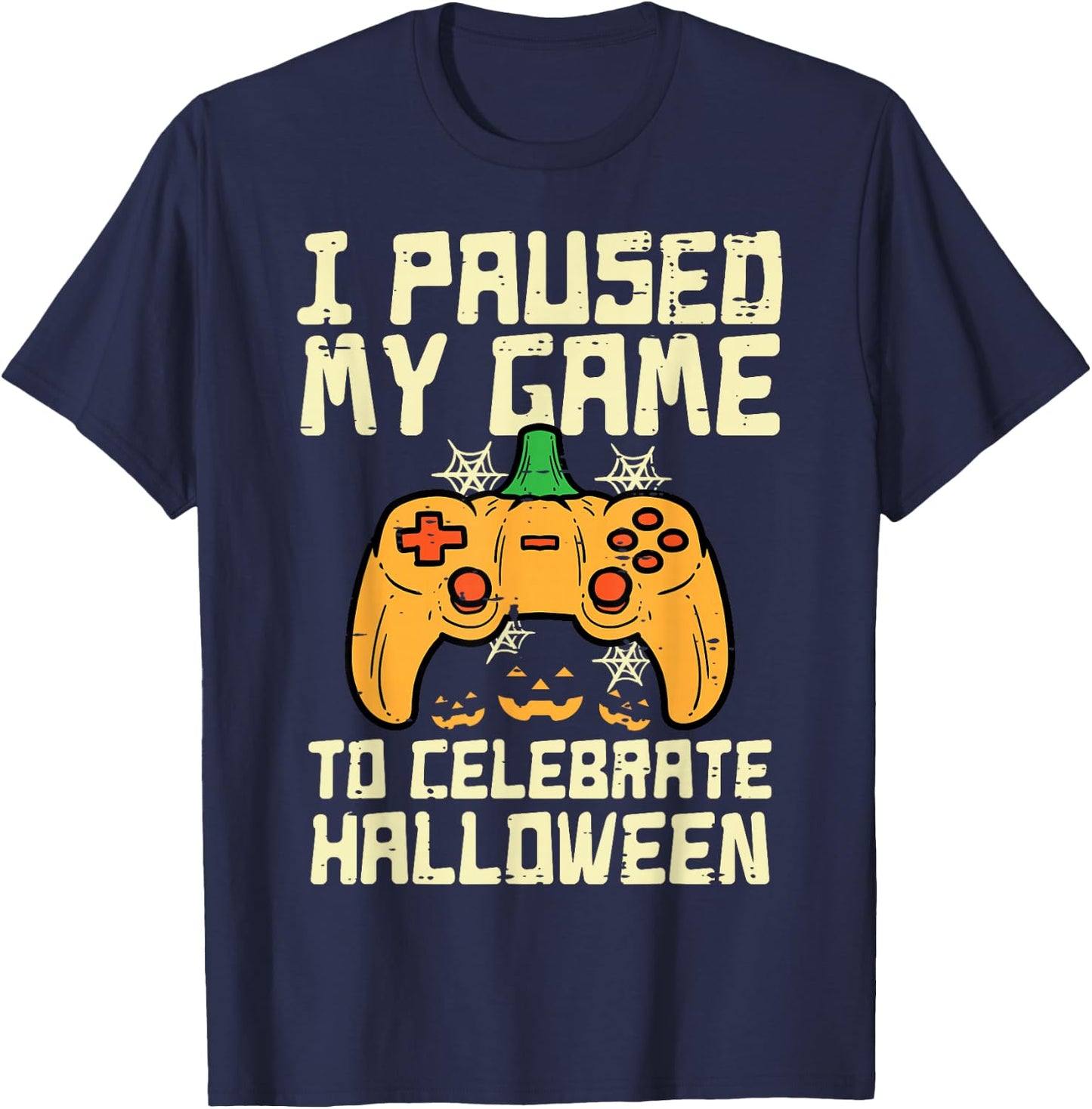 Paused My Game Halloween Gamer Gaming Costume Boys Kids Men T-Shirt - T-Shirt | Navy