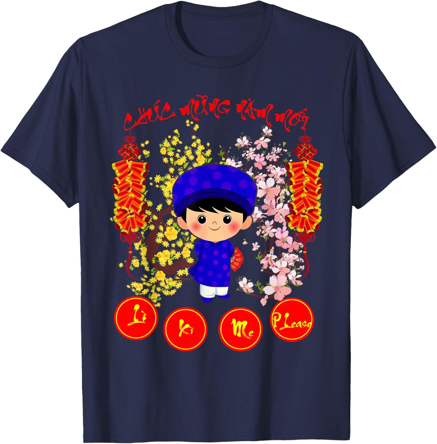 Li Xi Me Please Kid Boys Vietnamese Lunar New Year 2026 T-Shirt - T-Shirt | Navy