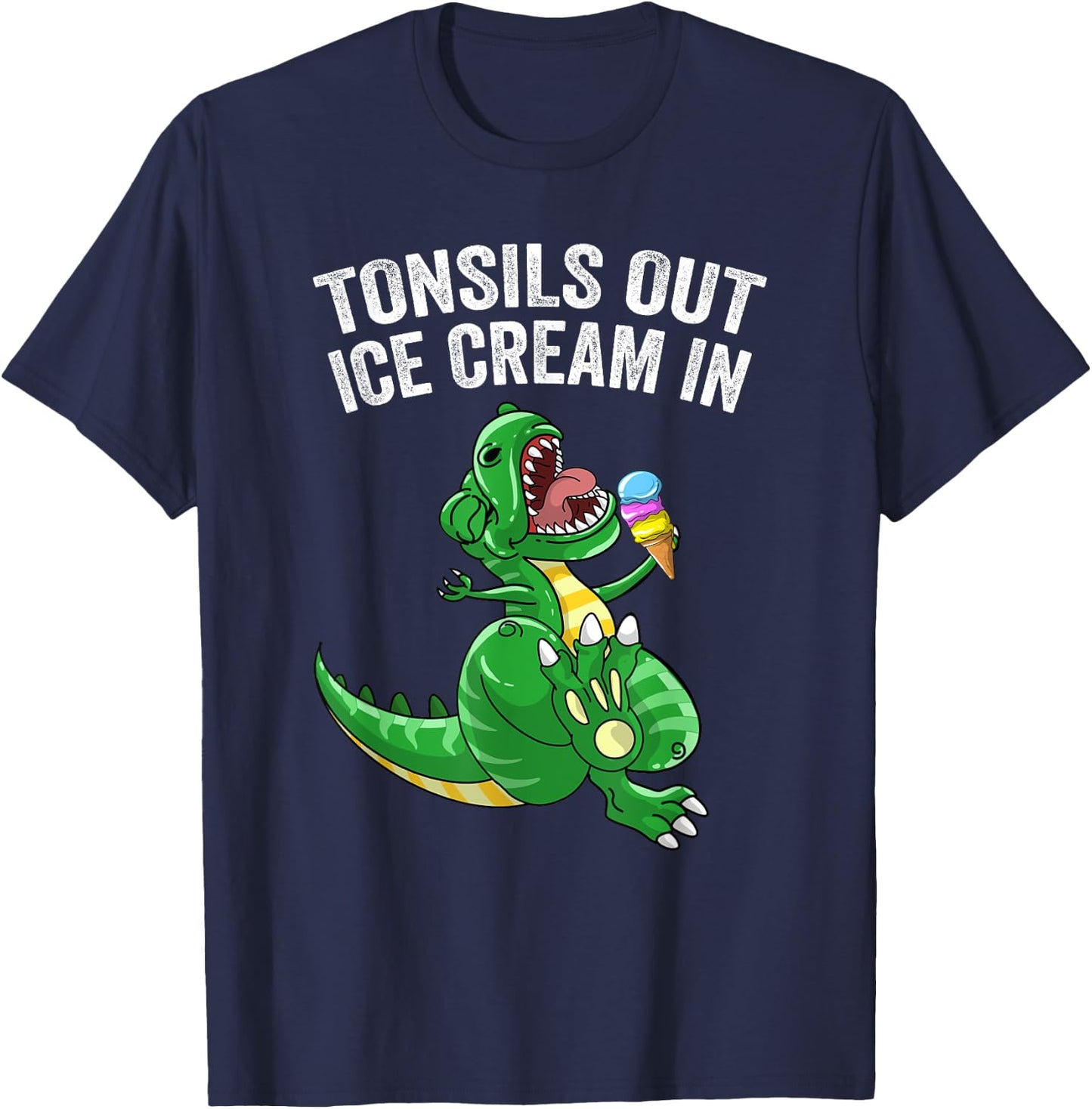 Get Well Gifts Kids Tonsils Dinosaur Tonsillectomy Surgery T-Shirt - T-Shirt | Navy