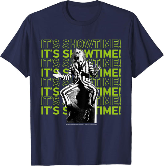 Kids Beetlejuice It's Showtime Text Stack T-Shirt - T-Shirt | Navy