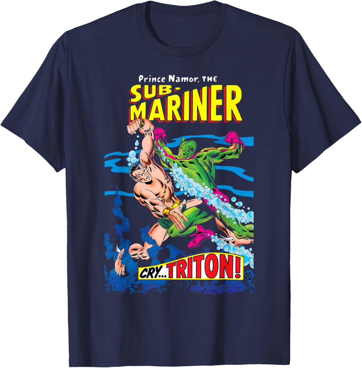 Marvel Prince Namor The Sub-Mariner Cry Triton T-Shirt - T-Shirt | Navy
