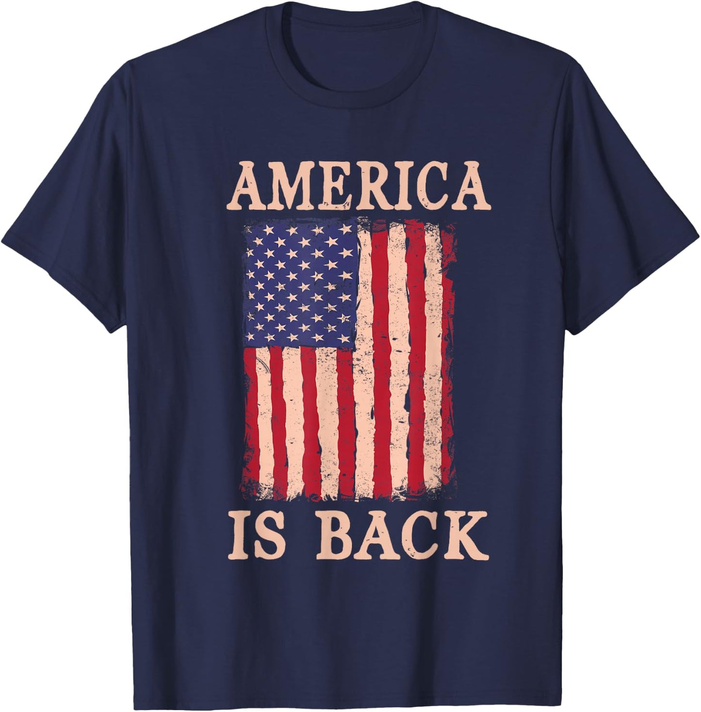 America Is Back - United States Flag US Patriot T-Shirt - T-Shirt | Navy