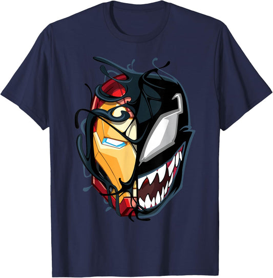 Marvel Spider-Man Maximum Venom Iron Man Big Face T-Shirt - T-Shirt | Navy