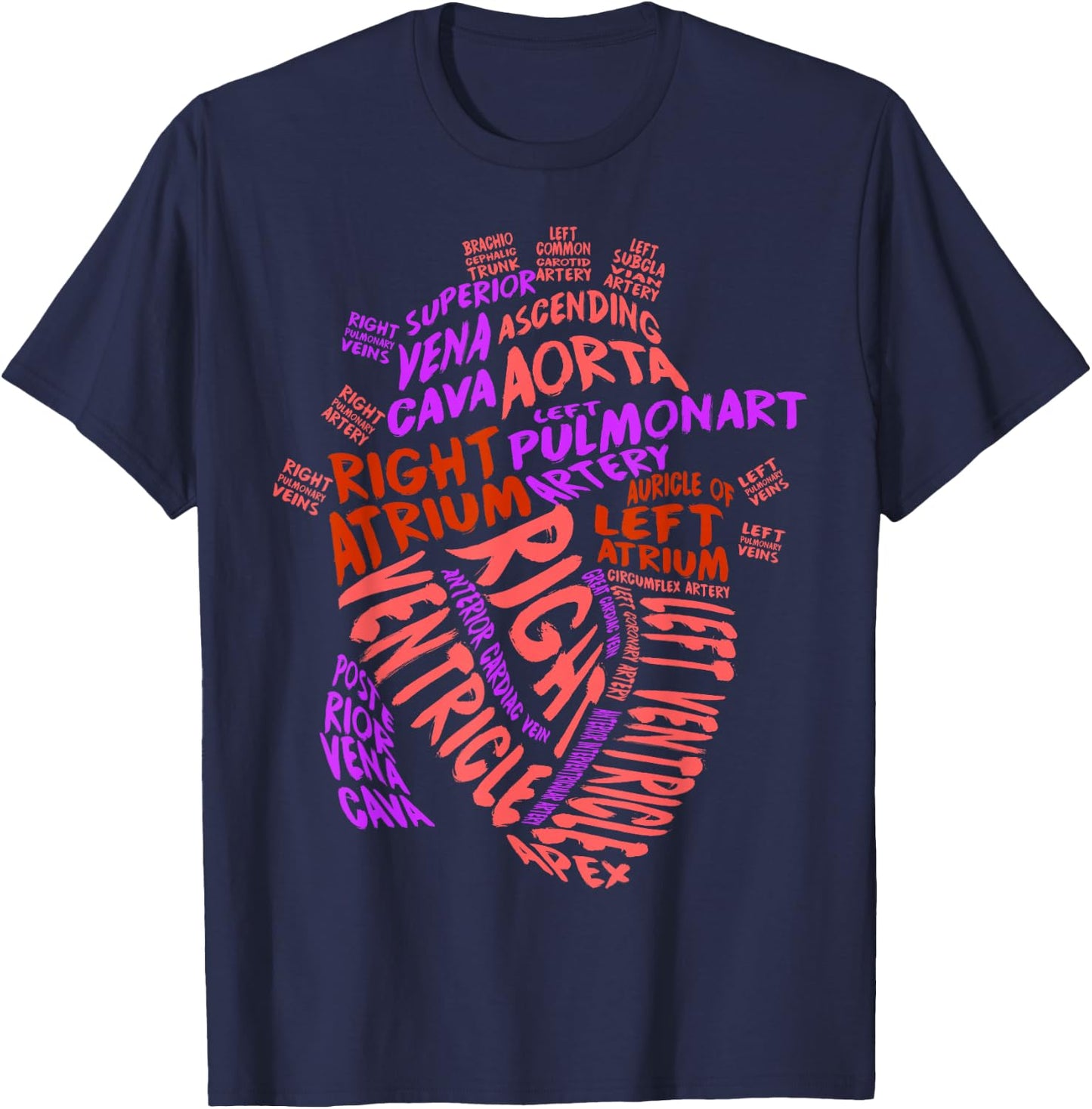 Anatomical Human Heart Cardiology Medical Cardiac Nurse T-Shirt - T-Shirt | Navy