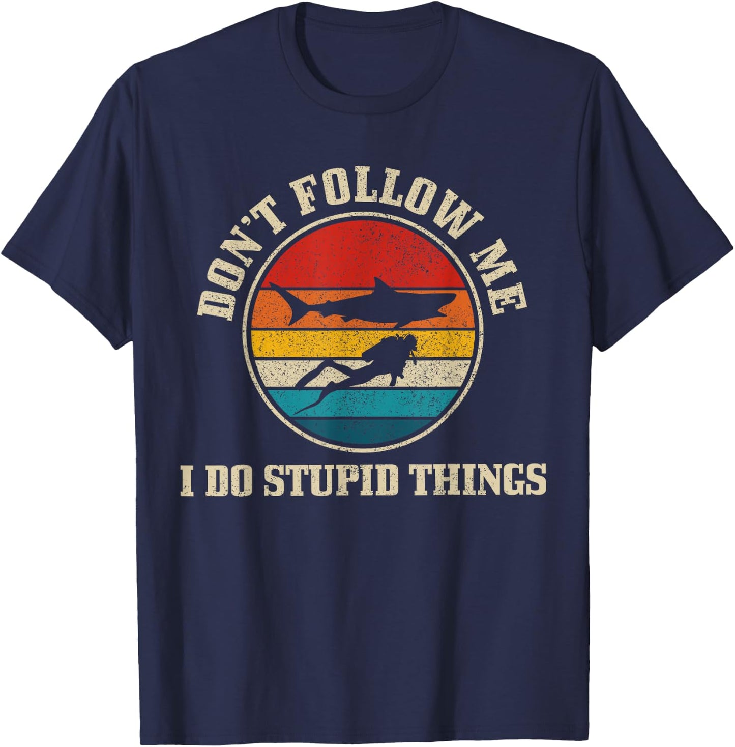 Diver Vintage Funny Shark Diving Gift T-Shirt - T-Shirt | Navy