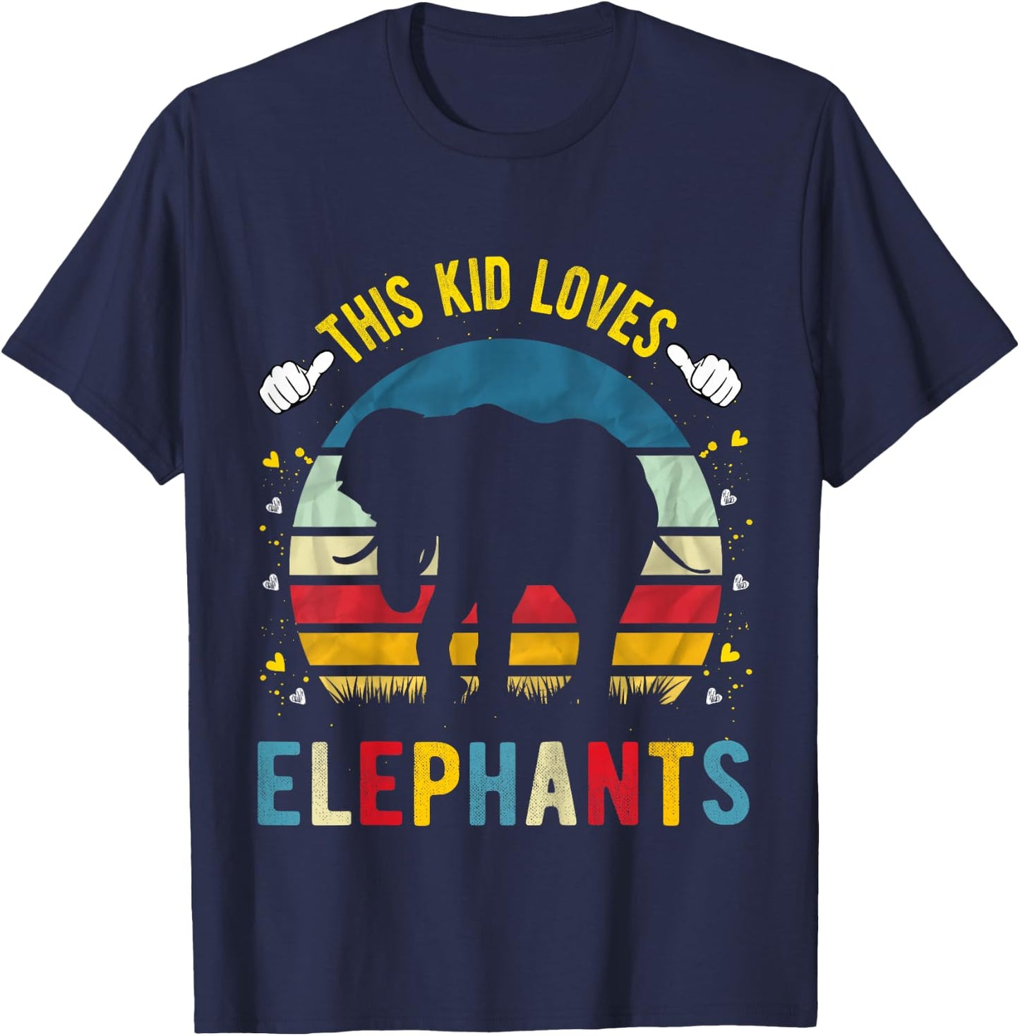 This Kid Loves Elephants Boys and Girls Elephant Gift T-Shirt - T-Shirt | Navy