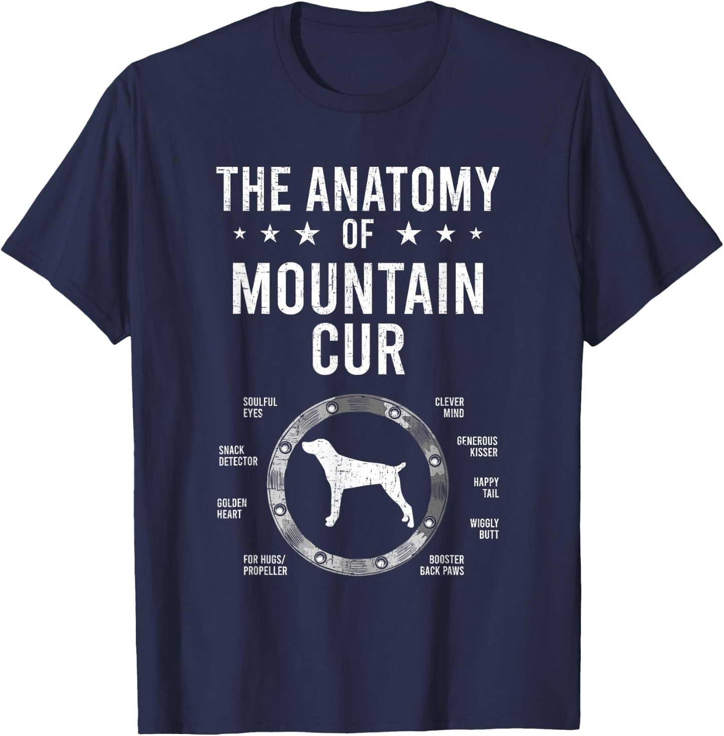 Anatomy of Mountain Cur Dog Lover T-Shirt - T-Shirt | Navy