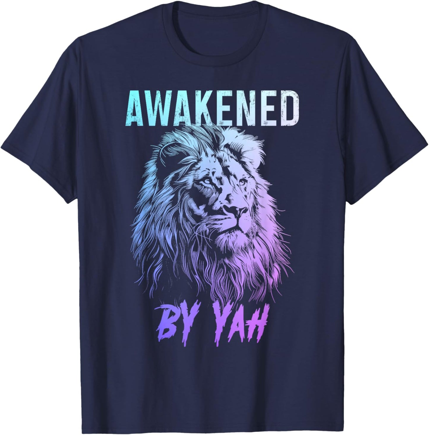 Hebrew Israelite Awakened By Yah Lion Of Judah Jewish Yahweh T-Shirt - T-Shirt | Navy