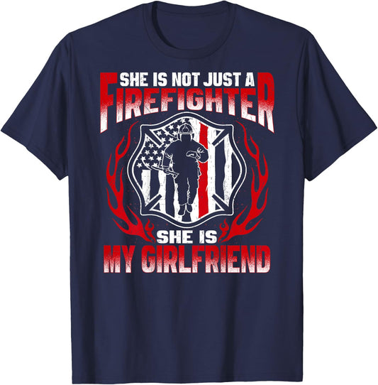 My Girlfriend Is Firefighter Hero Proud Fire Boyfriend Gifts T-Shirt - T-Shirt | Navy