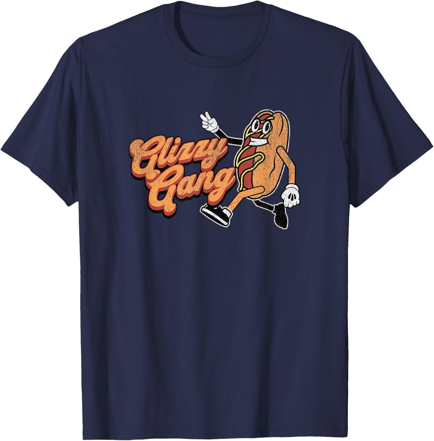 Glizzy Gang Hotdog Vintage Retro Funny Gift T-Shirt - T-Shirt | Navy