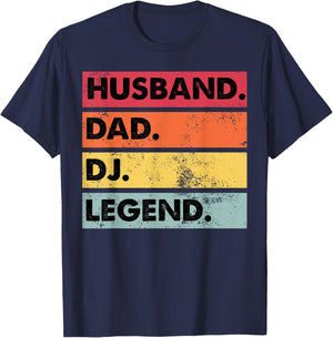Husband Dad DJ Legend Funny DJ Disc Jockey Music Player Small T-Shirt - T-Shirt | Navy
