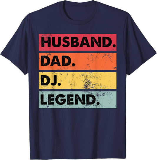 Husband Dad DJ Legend Funny DJ Disc Jockey Music Player Small T-Shirt - T-Shirt | Navy