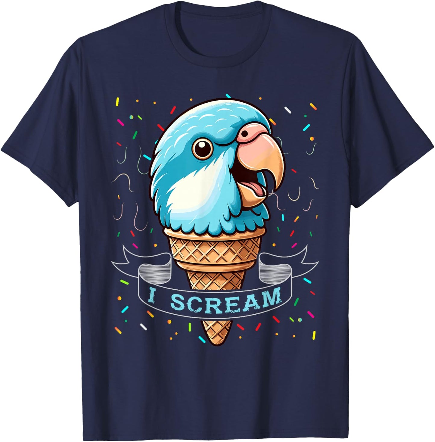 I Scream Ice Cream Blue Quaker Shirt Funny Blue Quaker T-Shirt - T-Shirt | Navy