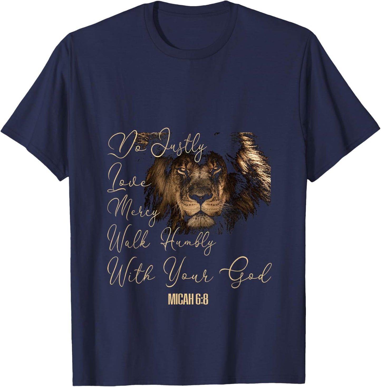 Micah 6:8 T Bible Verse Do Justice Love Mercy Walk Humbly T T-Shirt - T-Shirt | Navy