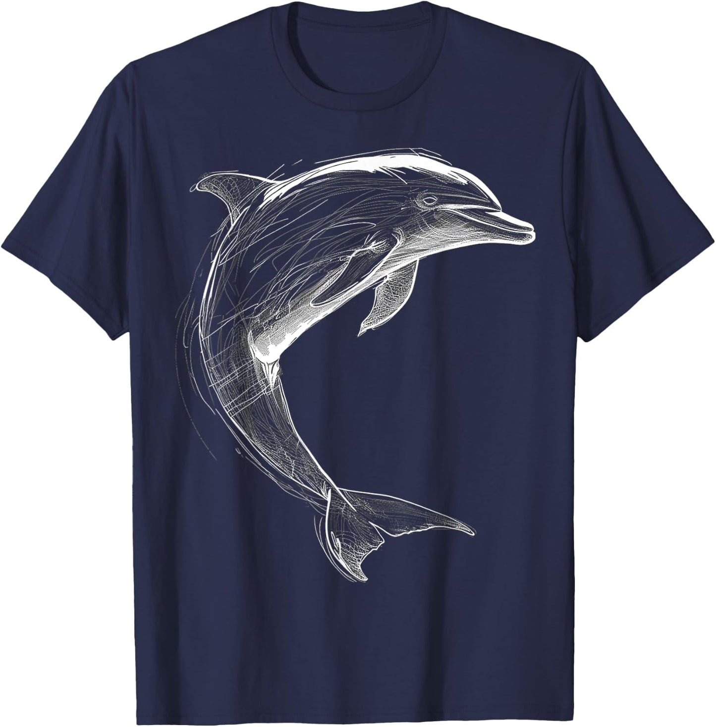 @n!mal Dolphin Lover Drawing Illustration Art Graphic Dolphin , Small T-Shirt - T-Shirt | Navy