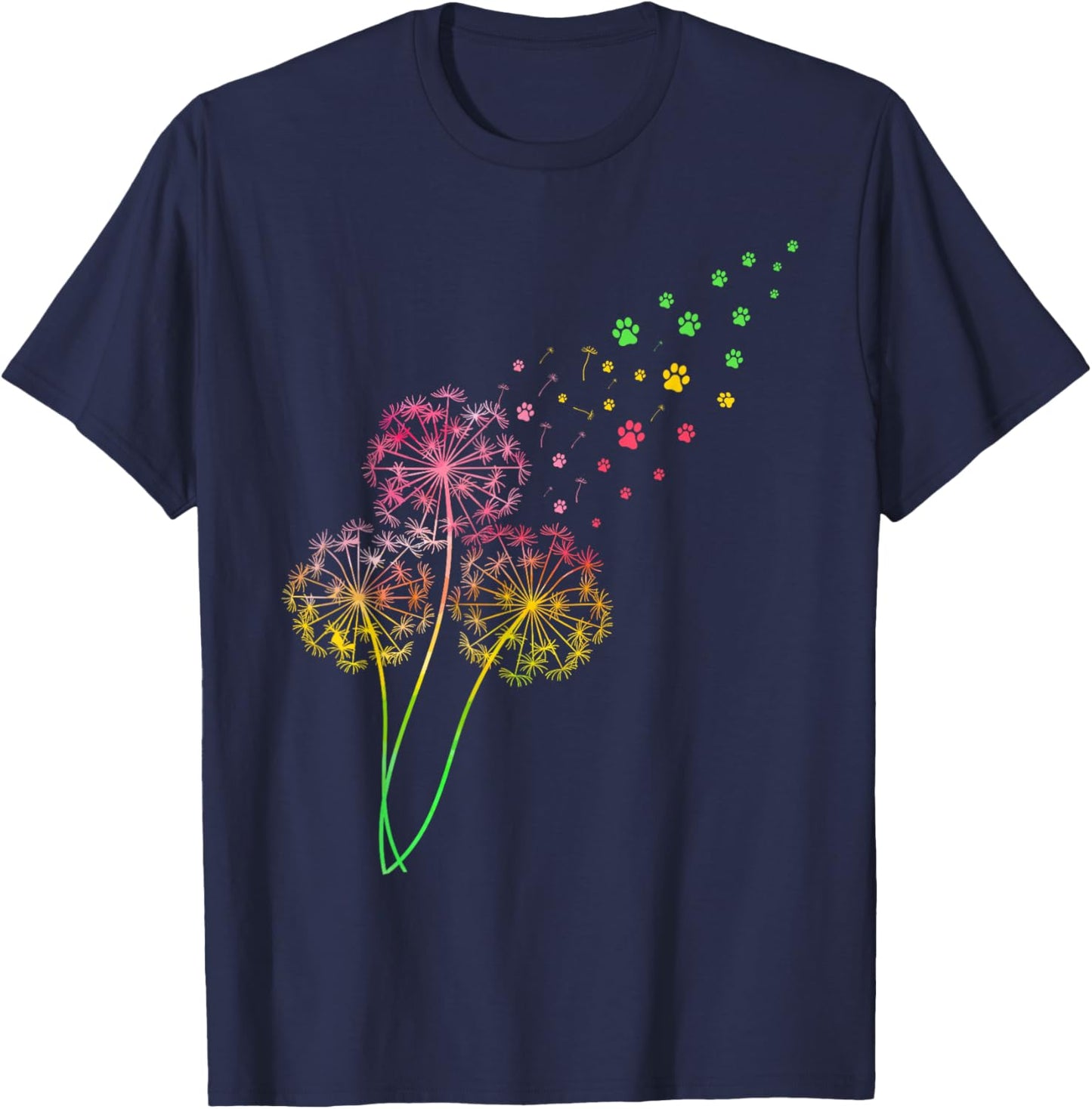 Dandelion Paw Print T-Shirt - T-Shirt | Navy