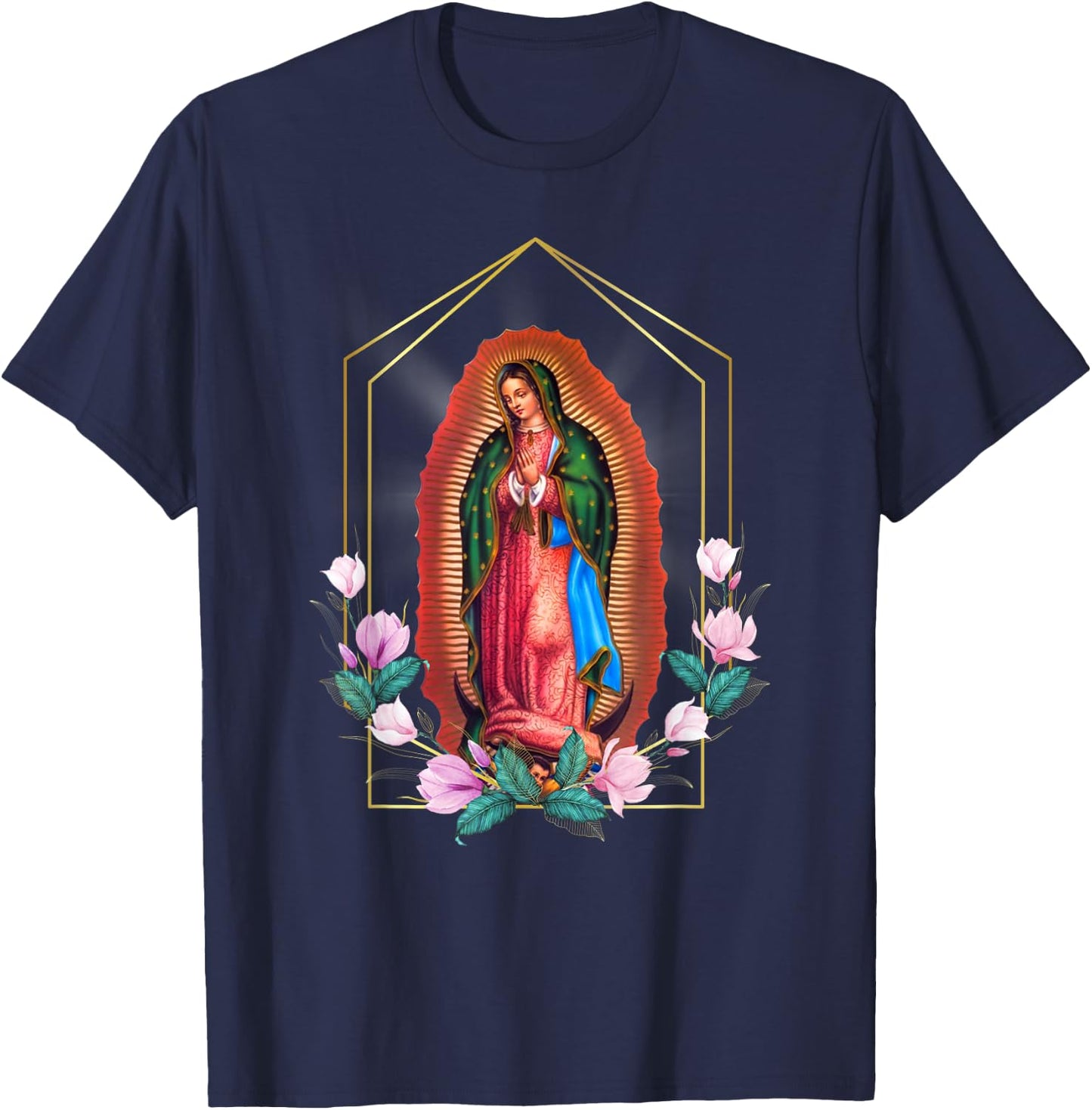 Our Lady of Guadalupe - Blessed Holy Virgin Mary Catholic T-Shirt - T-Shirt | Navy
