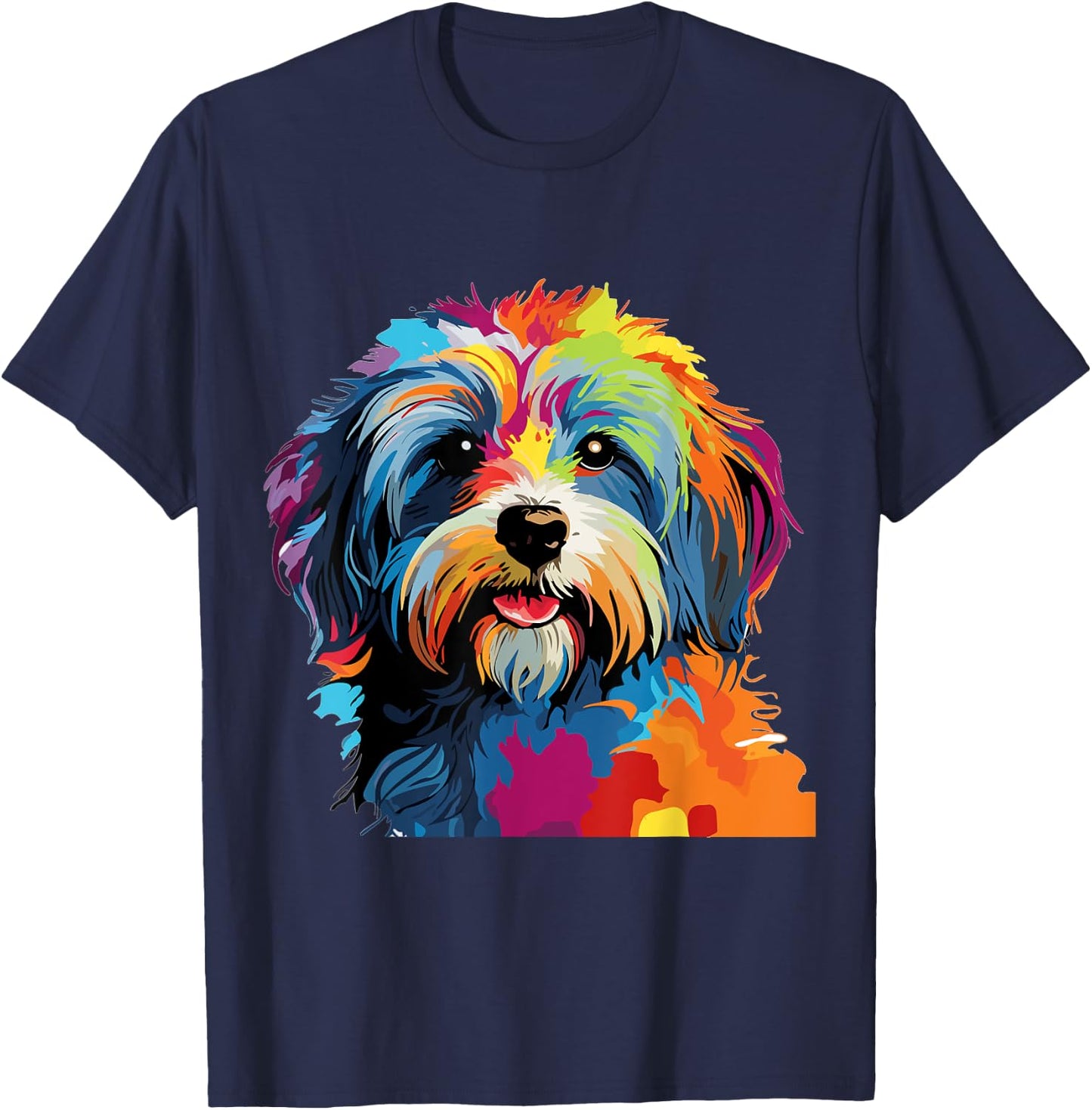 Havanese Dog Breed Pet Cute Colorful Pop Art Graphic T-Shirt - T-Shirt | Navy