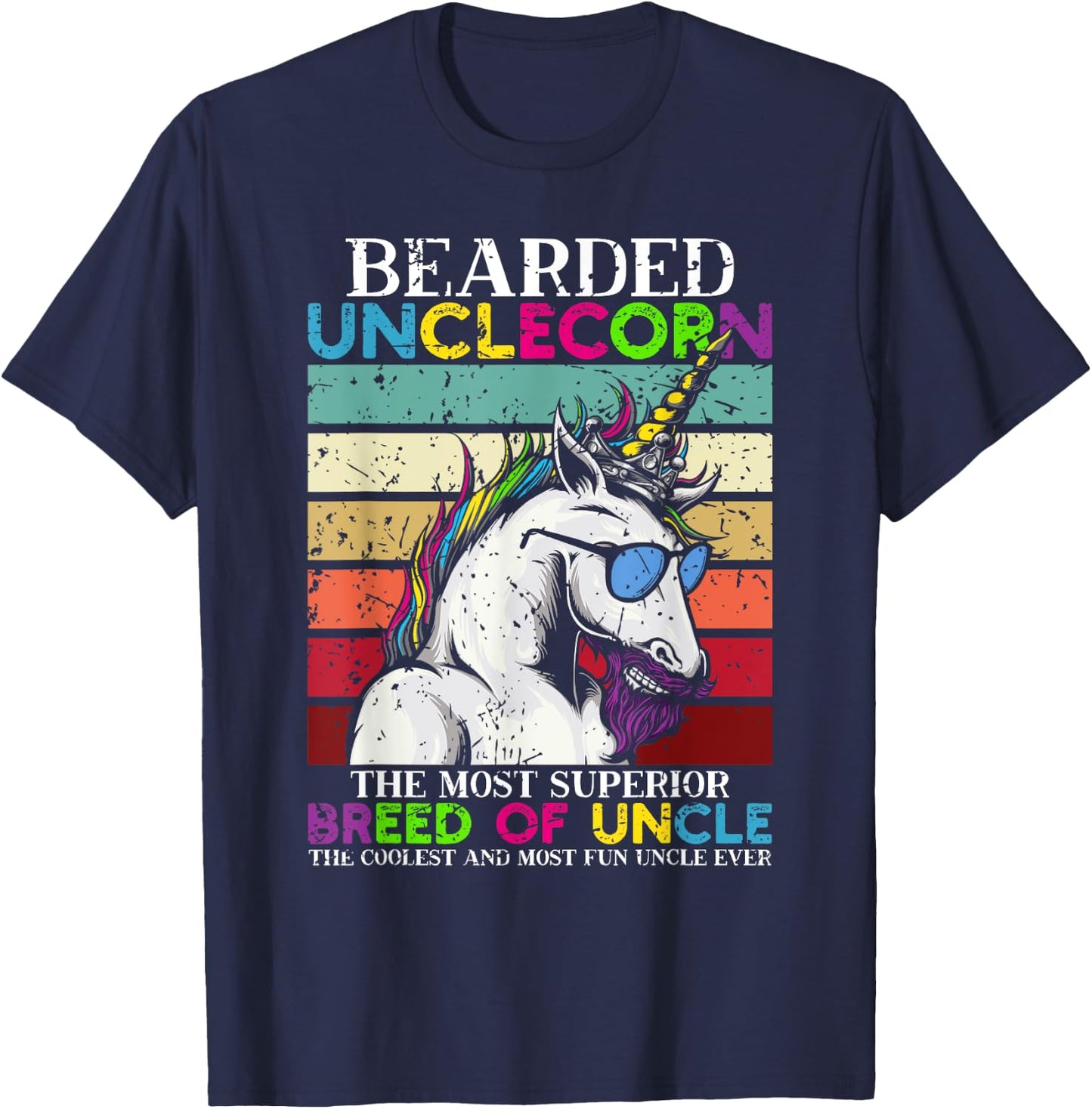 Bearded Unclecorn Uncle Unicorn Men Funny T-Shirt - T-Shirt | Navy