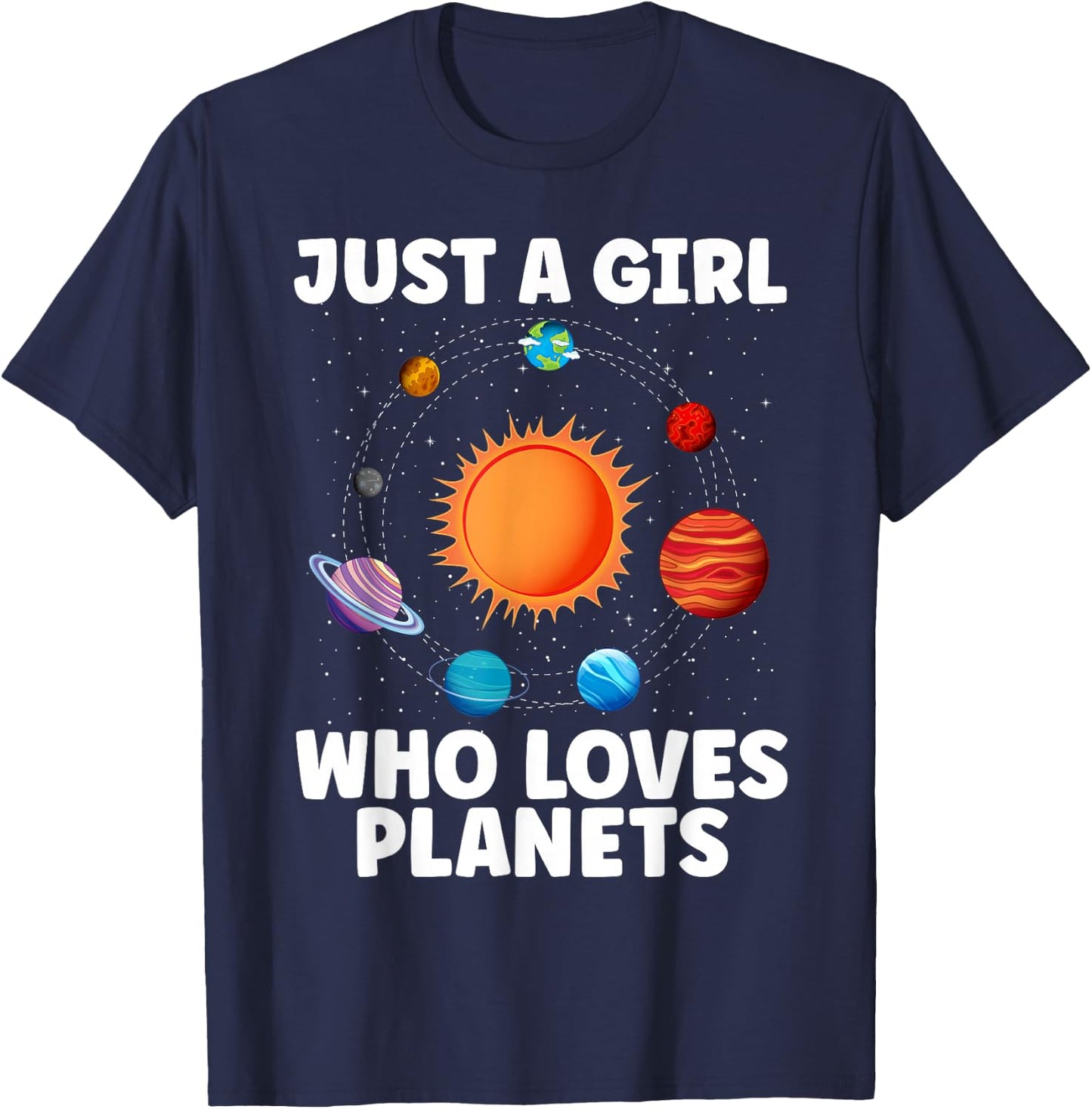 Best Planet Art Girls Kids Solar System Science Outer Space T-Shirt - T-Shirt | Navy