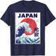 Retro Japan Graphic Women Ocean Japanese Men Large Wave T-Shirt - T-Shirt | Navy
