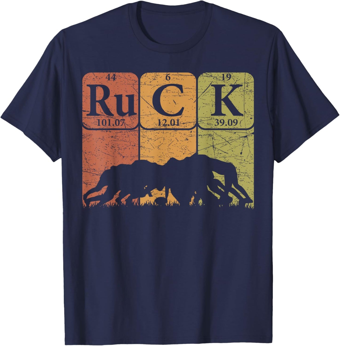 Ruck Rugby Periodic Table Elements Rugby Player Nerd Retro T-Shirt - T-Shirt | Navy