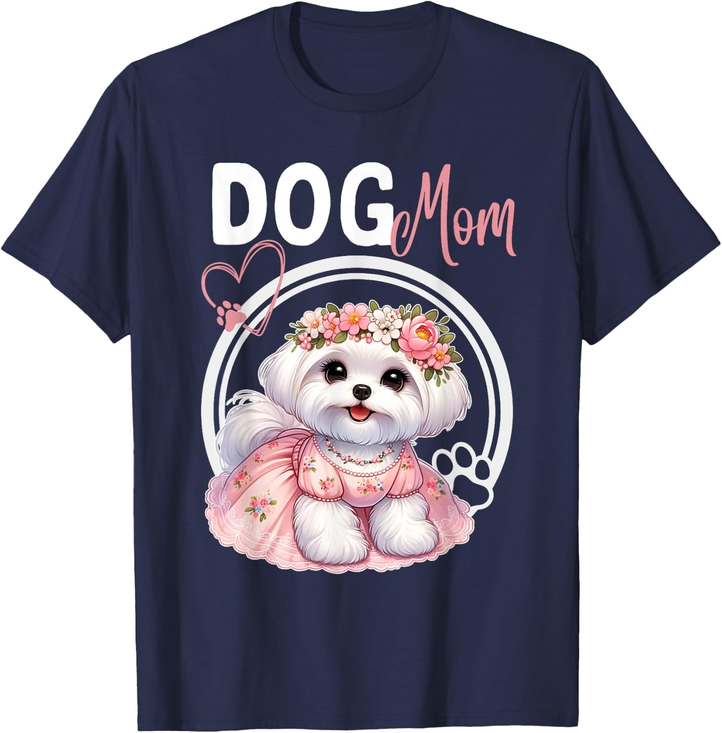 Maltese Dog Mom Pet Lover Mothers Day T-Shirt - T-Shirt | Navy