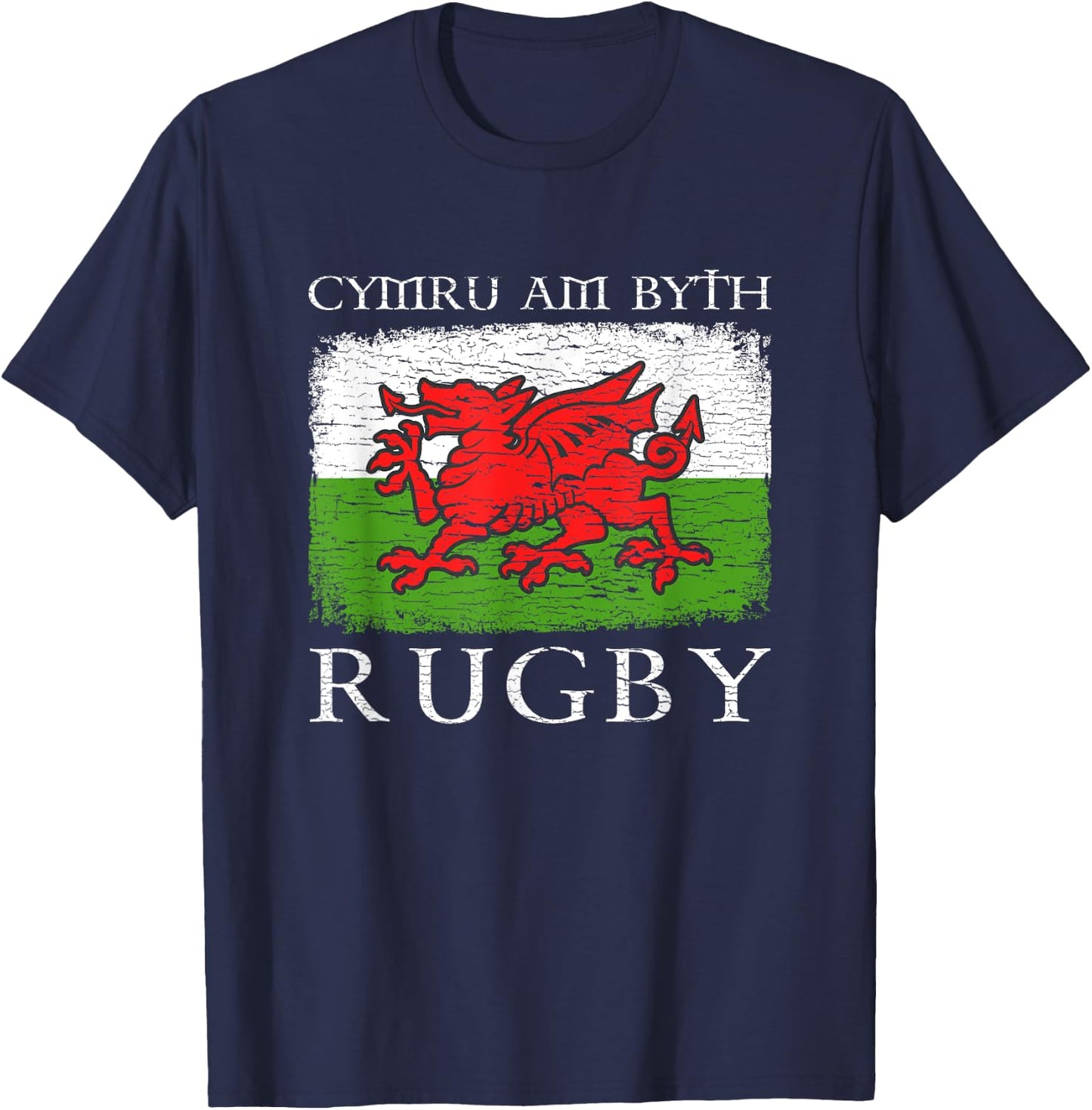 Cymru Am Byth Welsh Flag Rugby Dragon Red Wales Pride Gifts T-Shirt - T-Shirt | Navy