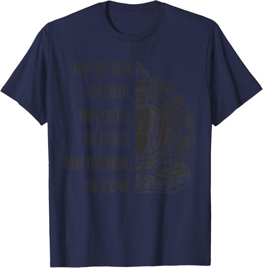 Buddha Spiritual Saying Mandala Buddhism Yoga Gift T-Shirt - T-Shirt | Navy