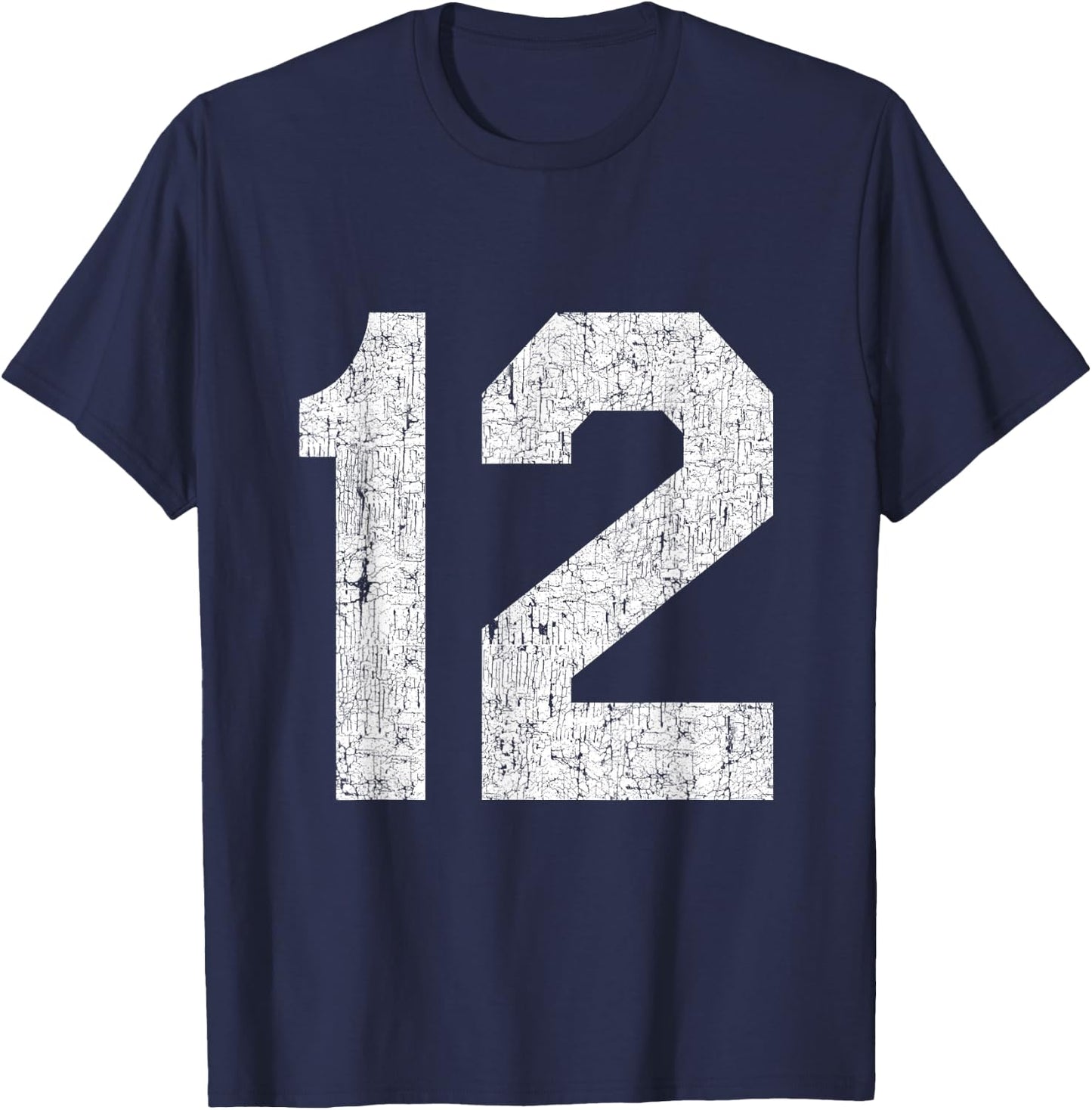 #12 Jersey Uniform Varsity Sports Number, 12th Birthday T-Shirt - T-Shirt | Navy