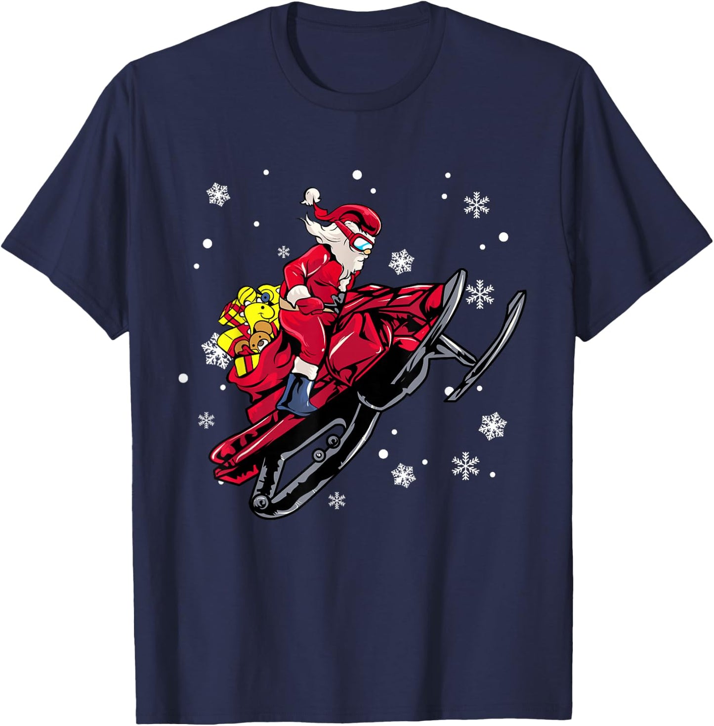 Snowmobile Santa Claus Snowmobiling Christmas Sled T-Shirt - T-Shirt | Navy
