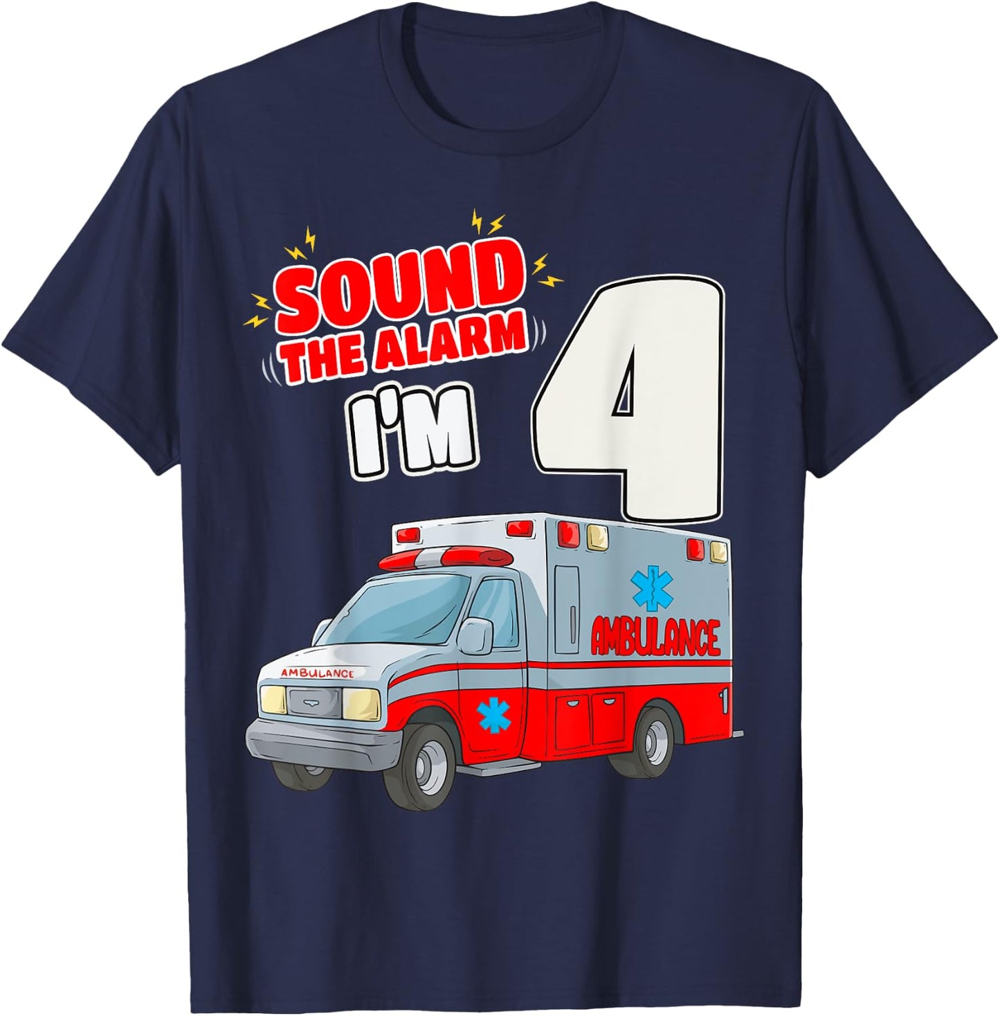 4th Birthday Medical Ambulance EMT 4 Years Old EMS Paramedic T-Shirt - T-Shirt | Navy