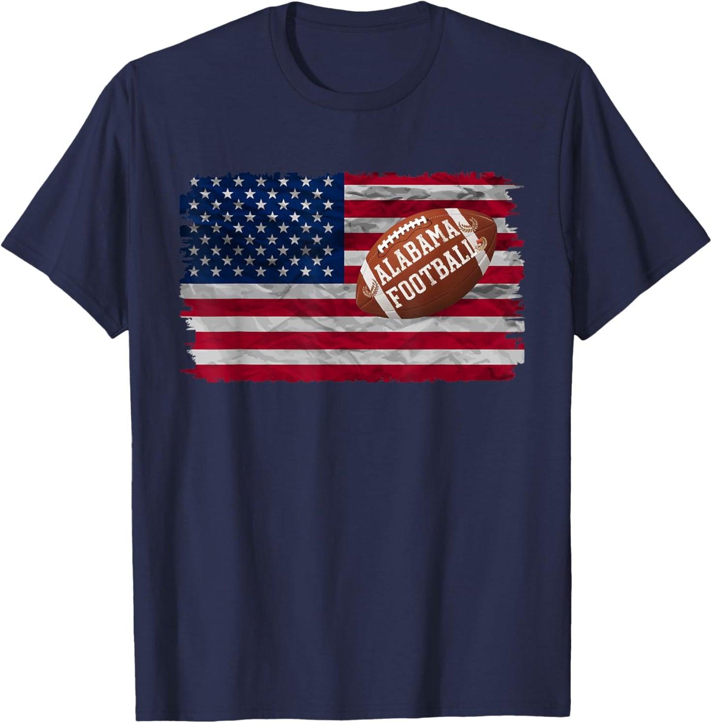 Patriotic USA Flag Alabama Football Season Party Funny Women Men T-Shirt - T-Shirt | Navy