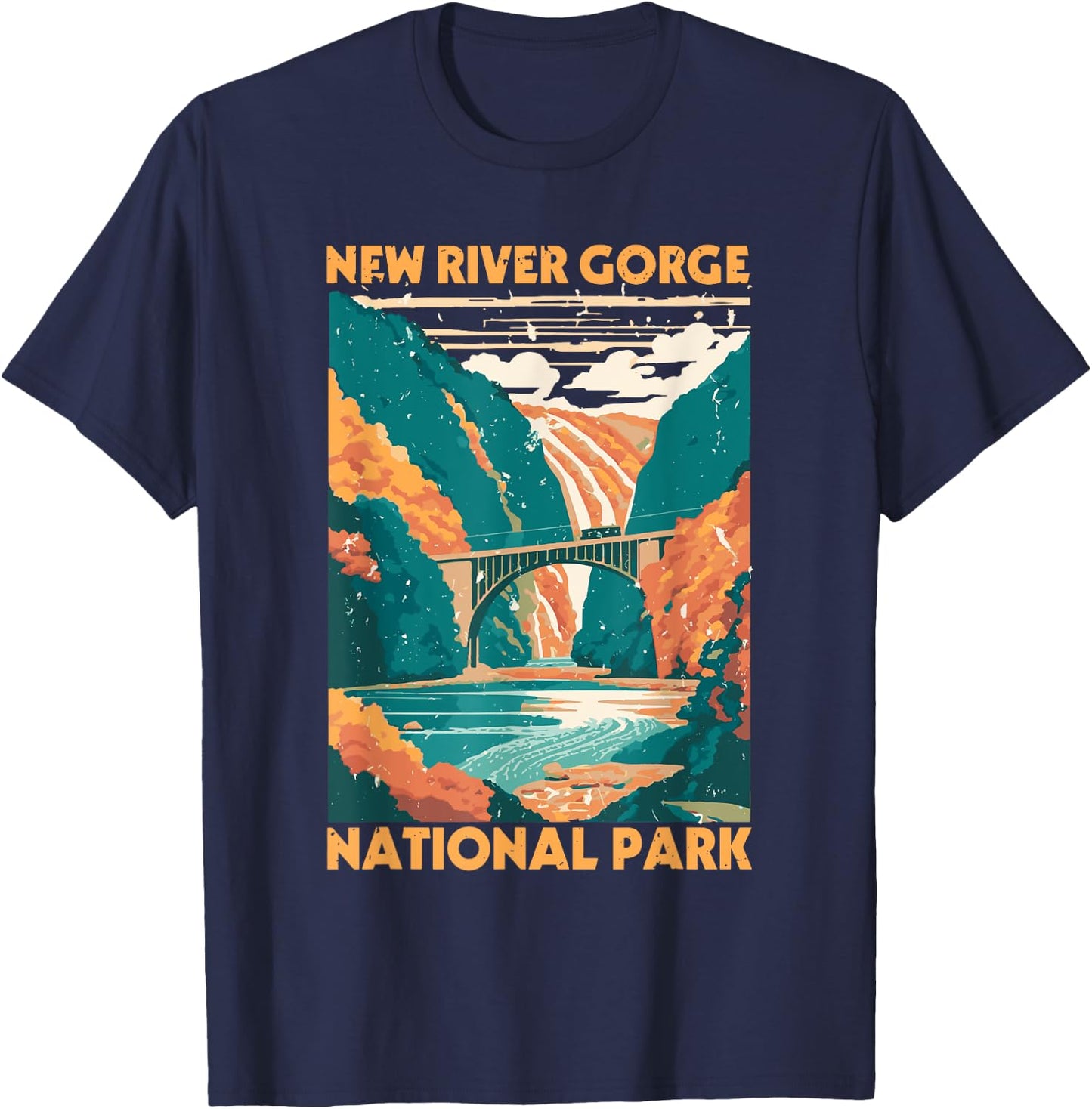 Vintage New River Gorge National Park West Virginia Travel T-Shirt - T-Shirt | Navy