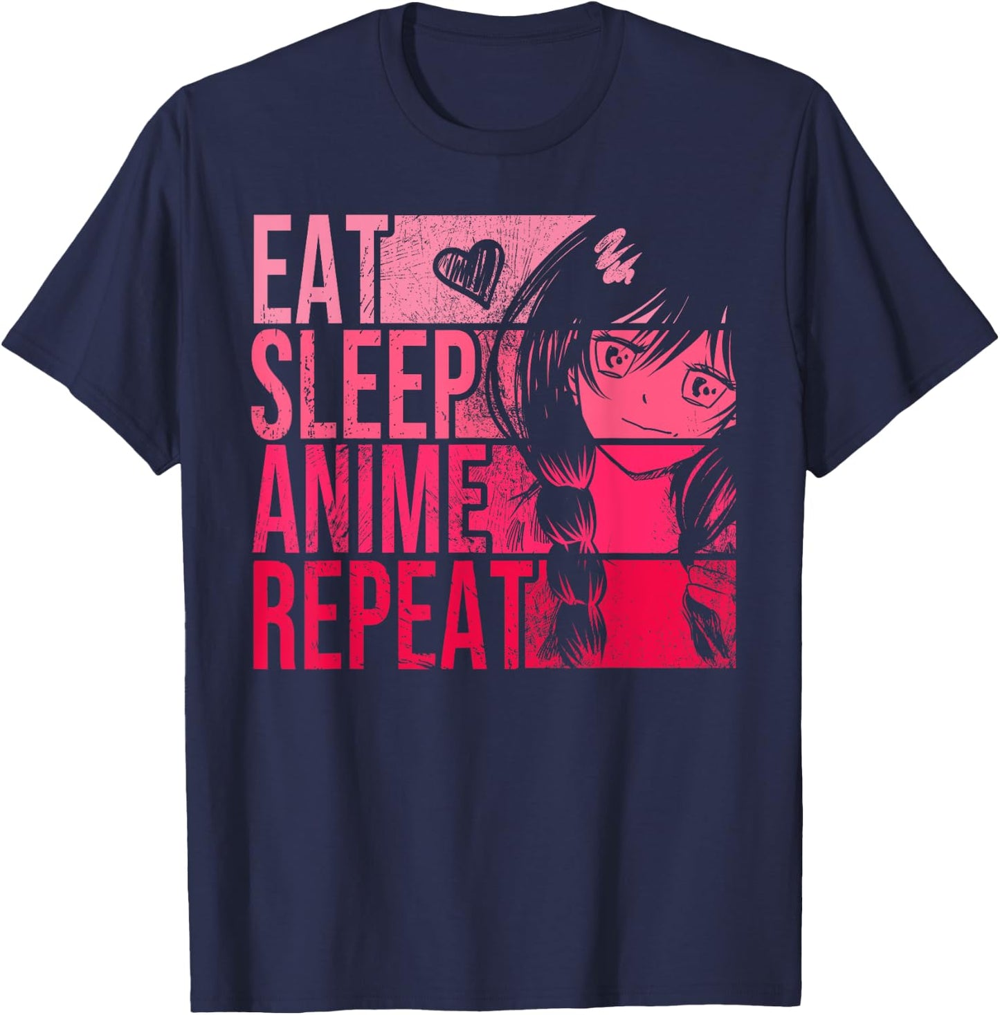 Eat Sleep Anime Repeat Shirt - Anime Lovers Gifts Idea Girls T-Shirt - T-Shirt | Navy