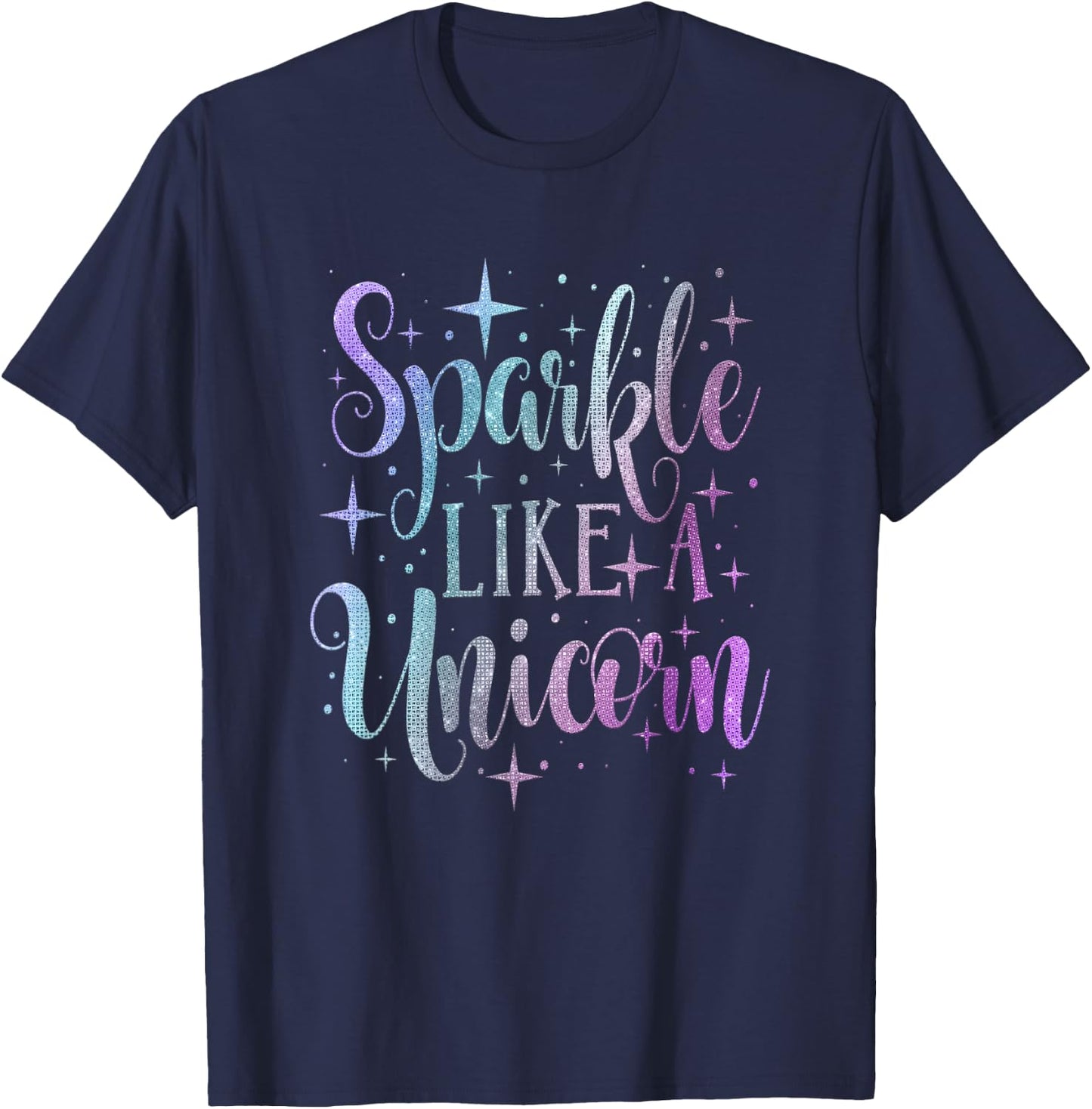 Sparkle Like A Unicorn Shirt Girls Purple Teal Blush Ombre T-Shirt - T-Shirt | Navy