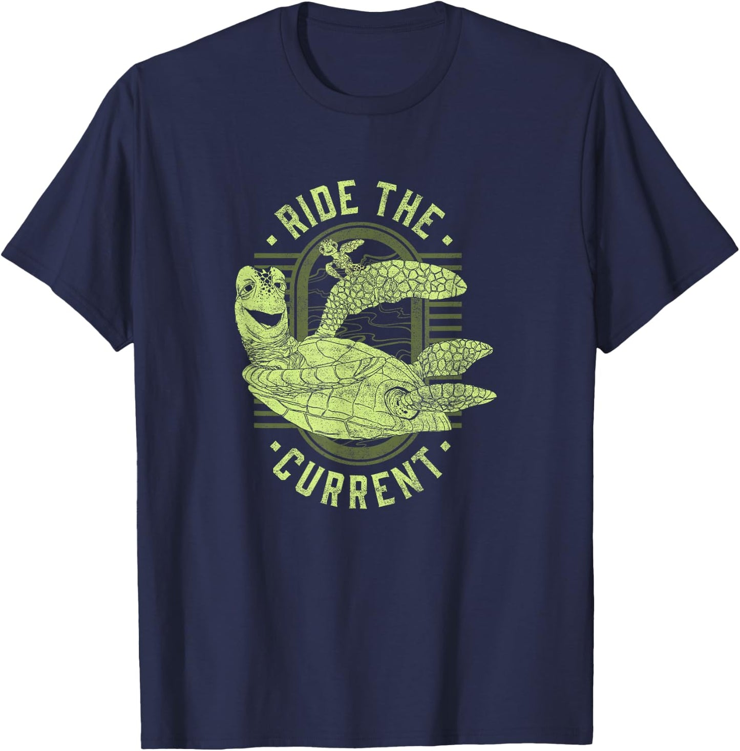 Disney Pixar Earth Day Finding Nemo Turtle Ride The Current T-Shirt - T-Shirt | Navy