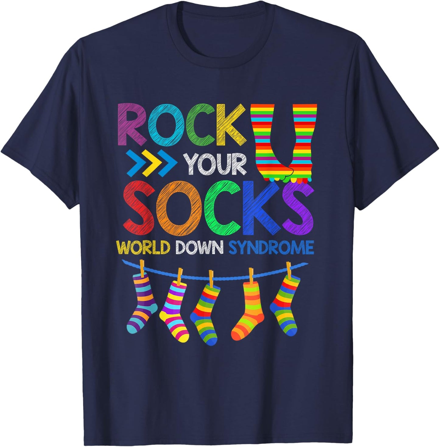 Rock Your Socks Down Syndrome Awareness Teachers Women Kids T-Shirt - T-Shirt | Navy