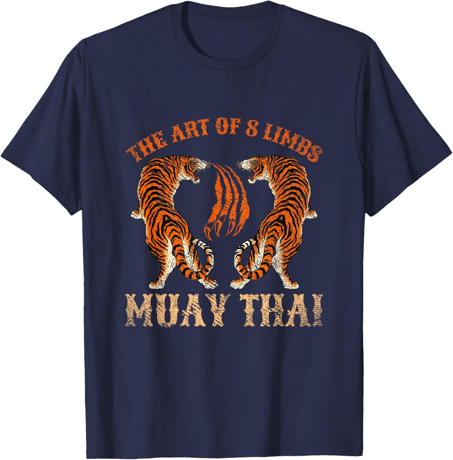 Twin Tigers The Art Of 8 Limbs Sak Yant Tattoo Muay Thai T-Shirt - T-Shirt | Navy