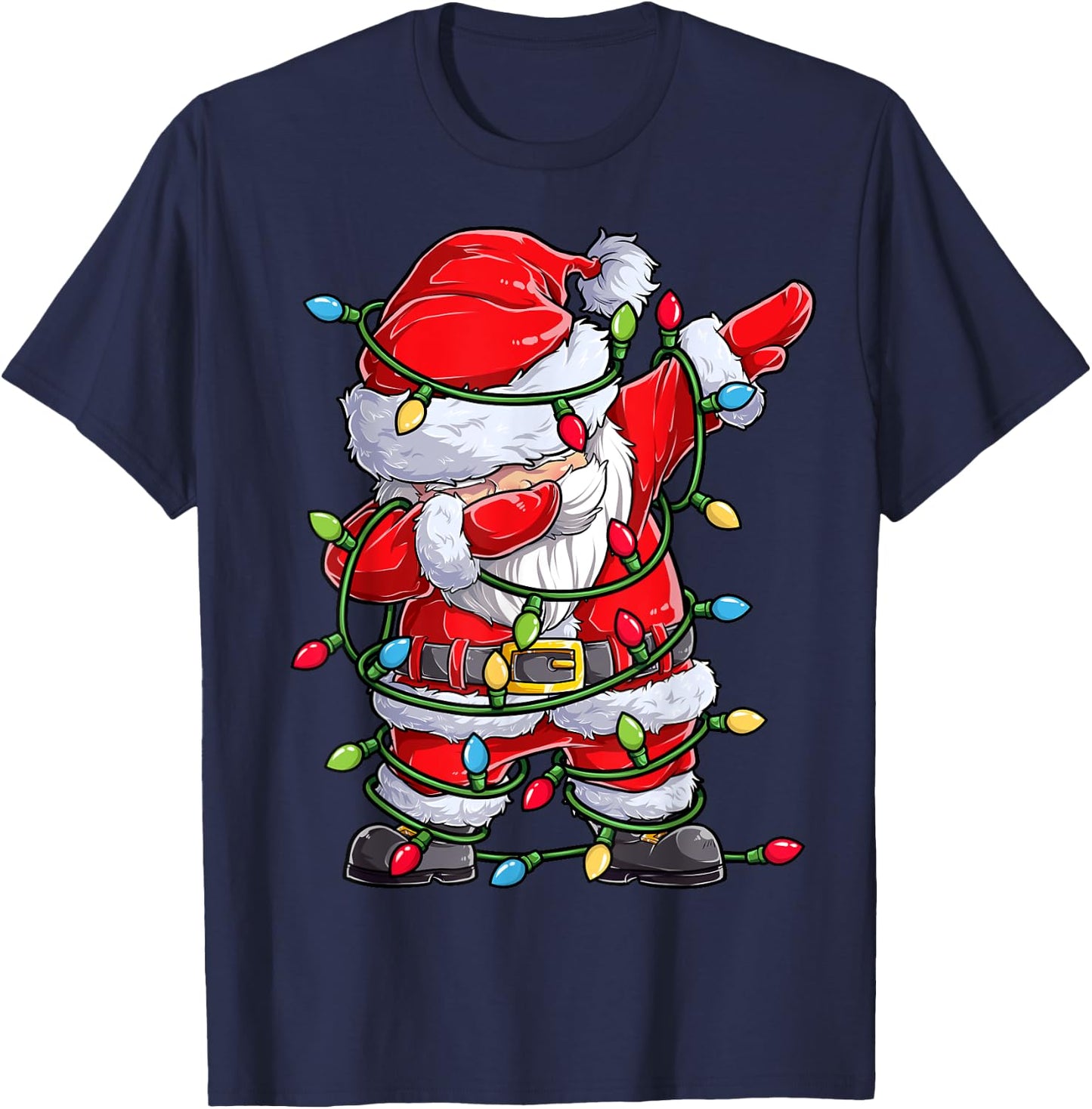Dabbing Santa Christmas Tree Lights Xmas Gifts Boys Kids Dab T-Shirt - T-Shirt | Navy