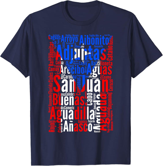 Puerto Rican Cities - Puerto Rico Flag - Boricua T-Shirt - T-Shirt | Navy